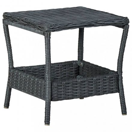 Sötétszürke polyrattan kerti asztal 45 x 45 x 46,5 cm