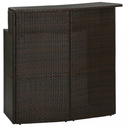 Barna polyrattan kerti bárasztal 120 x 55 x 110 cm