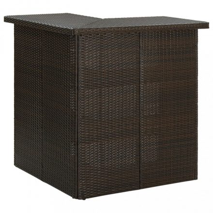 Barna polyrattan sarok bárasztal 100 x 50 x 105 cm