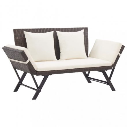 Barna polyrattan kerti pad párnákkal 176 cm